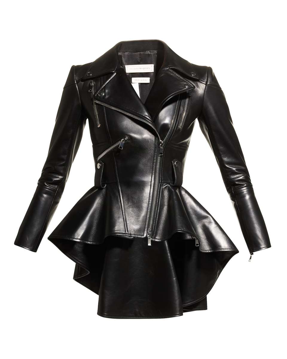 Leather Peplum Biker Jacket